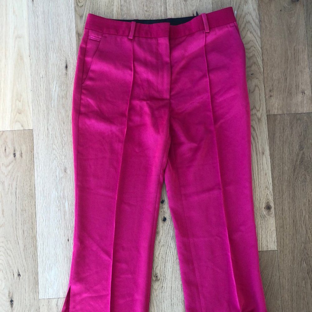 The Kooples HOT PINK SATIN PANTS WITH SLIT DETAILS